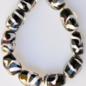Handmade Czech Glass Lamp Bead with Swirl Design - 12mm x 8mm - Various Colors Available - Qty 1 or 5