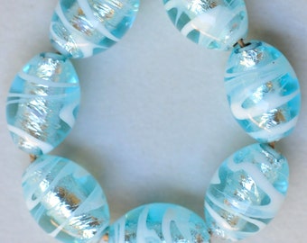 14mm x 10mm Handmade Czech Glass Foil Bead - Lamp Beads - Various Colors - Qty 2