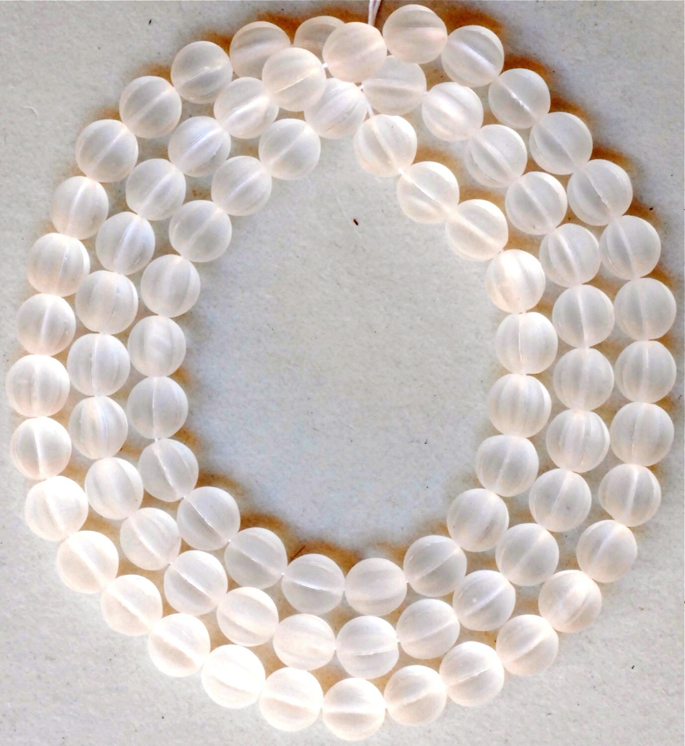 Round 8mm Melon Bead - Czech Glass Frosted Melon Beads - Various Matte Colors Available - Qty 80