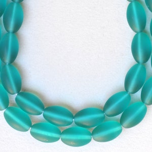 15mm x 10mm Frosted Olive Shaped Czech Glass Beads - Various Matte Colors - Qty 10 or 40