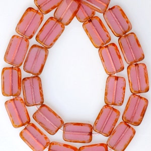 Czech Glass Flat Rectangle Window Bead with Picasso Edge - Diffusion Edge - 8mm x 12mm - Various Colors - Qty 25