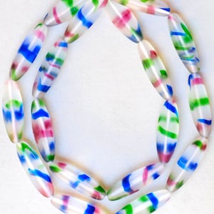 Large Elongated Czech Glass Beads - 38mm or 22mm - Rainbow Matte or Shiny - Qty 4-10