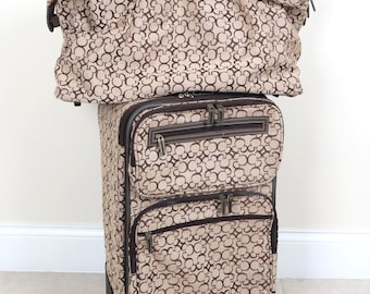 Vintage Disney Tapestry Luggage Set 3 Piece Walt Disney World Mickey Travel Bags Circa 2000 Collectible Disneyana