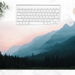 Mountain Trees, Large Desk Mat, Keyboard Pad, Nature Mouse Pad, Desk Decor, Wanderlust Office Gift, Multi-Size