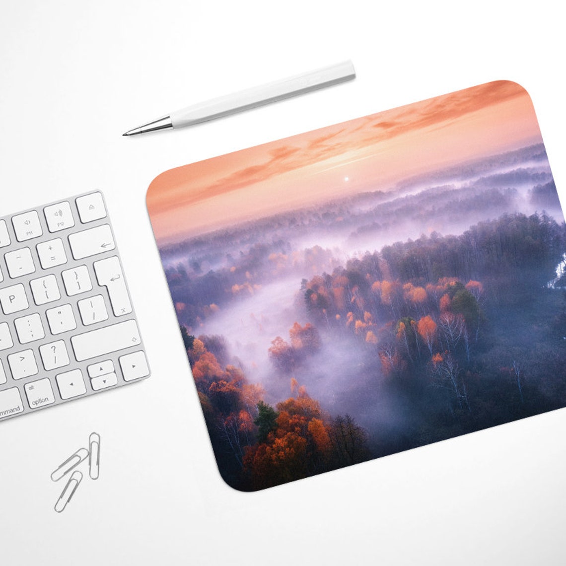 Foggy Fall Wilderness, Extra Large Desk Mat, Nature Desk, Desk ...