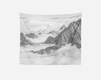 Mountain Tapestry, Tapestry Wall Hanging, Mountain Wall Tapestry,Landscape Tapestry,Nature Tapestry,Dorm Tapestry,Wall Decor,Black And White