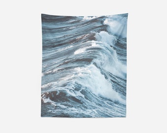 Ocean Wave Tapestry, Coastal Wall Hanging, Beach Decor