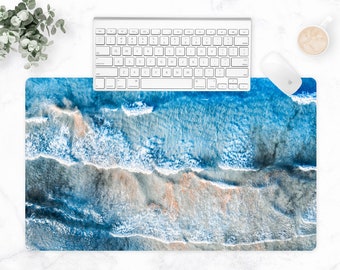 Alfombrilla de escritorio extragrande con olas del océano bohemias, alfombrilla de ratón playera