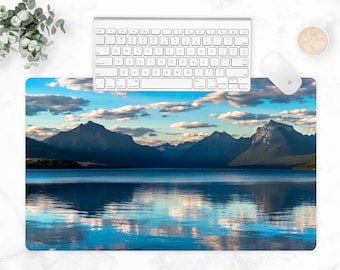 Alfombrilla de escritorio con reflejo de lago de montaña, alfombrilla de ratón natural