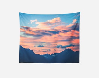 Mountain Tapestry, Mountain Photo, Sky Tapestry, Cloud Wall Hanging, Nature Wall Tapestry, Wanderlust Gifts
