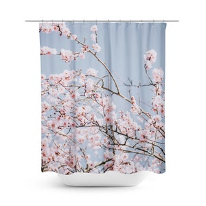Cherry Blossom Floral Shower Curtain | Flower Bathroom Decor