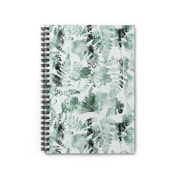 Leaf Spiral Notebook, Botanical Plant Notebook, Nature Foliage Notepad, Spiral Bound Journal, Plant Lover Gift, Lined Pages