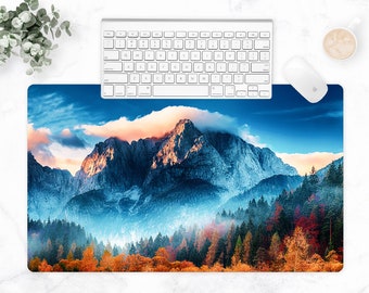 Misty Mountain Desk Mat, XL Mouse pad, Extended Mousepad, Keyboard Mat, Nature Gaming Aesthetic Desk Decor, Cubicle Decor, Laptop Mat
