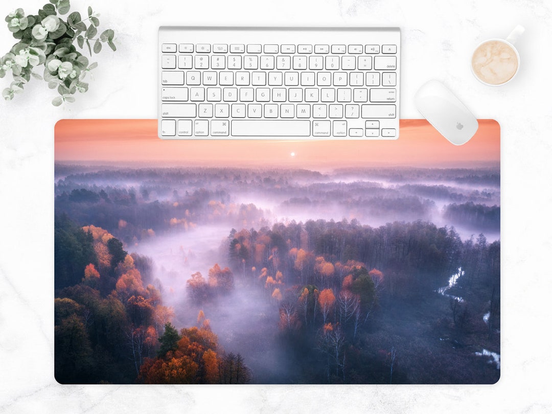 Foggy Fall Wilderness, Extra Large Desk Mat, Nature Desk, Desk ...
