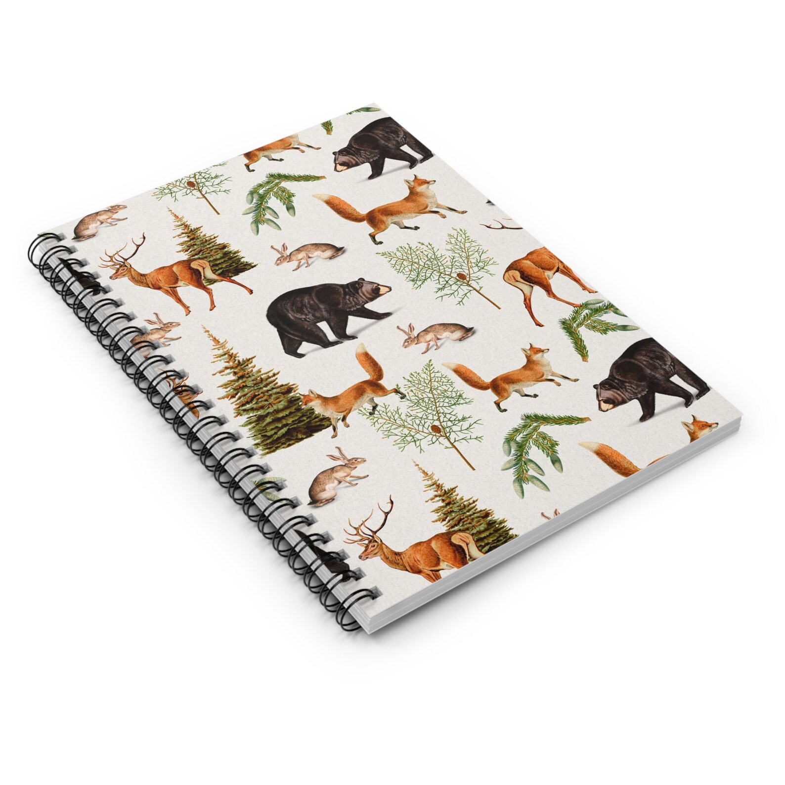 Woodland Animals Spiral Notebook Bear Notebook Fox Journal Etsy
