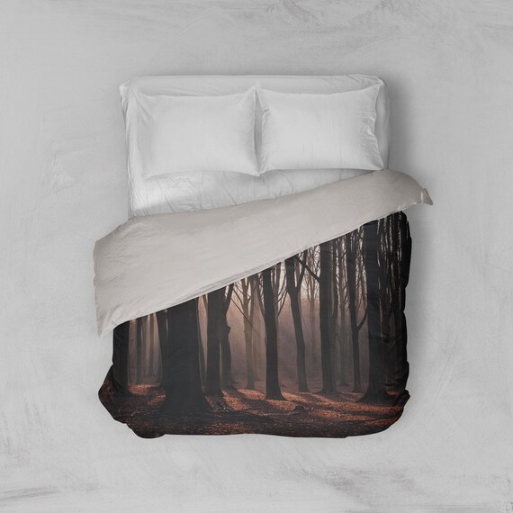 Forest Bedding Forest Duvet Cover Trees Bedding Trees Duvet Etsy
