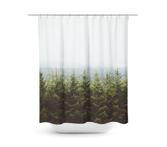 Shower Curtain Pine Trees Forest Woodland Nature Rustic Etsy