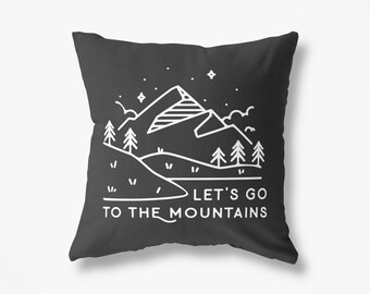 Mountain Pillow Cover: Adventure Quote, Cabin Decor