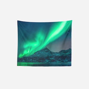 Wall Tapestry, Mountain Tapestry, Wall Hanging, Aurora Borealis Northern Lights Sky,Nature Large Photo Wall Art, Modern Tapestry, Home Decor