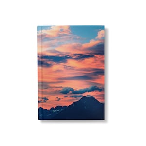 Mountain Range Journal / Nature Hardcover Notebook / Clouds in the Sky Hardback Journal / Travel Lover Wanderlust Gifts / Lined Pages