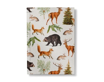 Cuaderno de tapa dura con animales del bosque, cuaderno de tapa dura con animales del bosque, regalos para amantes de los animales, páginas rayadas