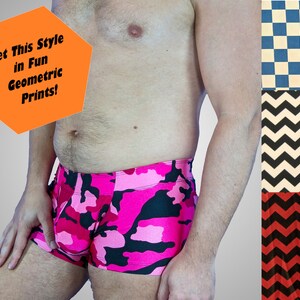 Men's Pouch and Booty Swim Trunks in Geometric Prints image 5