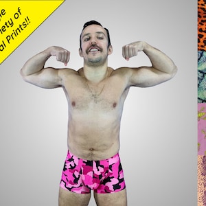 Men&#39;s Pouch and Booty Swim Trunks in Animal Prints
