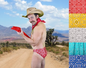 Men&#39;s Contour Bikini Swimsuit in Bandana Prints