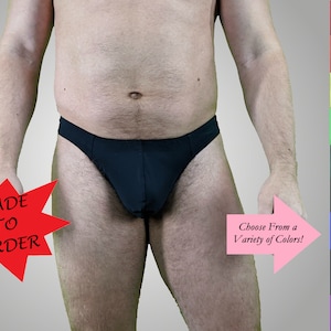 Men's Thong Swimsuit with Contour Pouch in Solid Colors