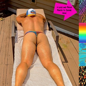 Pouch and Booty Swim Thong in Loud and Proud Prints