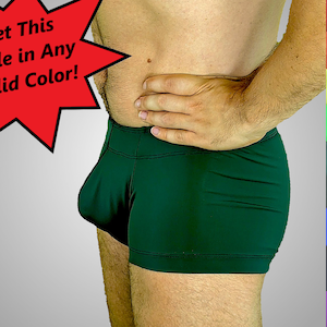 Men&#39;s Pouch and Booty Swim Trunks in Solid Colors