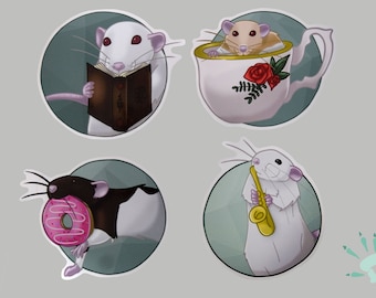 Rat Stickers, Set of 4 Cute Stickers