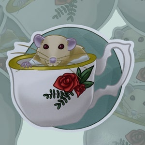 Rat Sticker, Bisca in a Tea Cup image 1