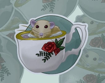 Ratte Aufkleber, Biska in einer Teetasse