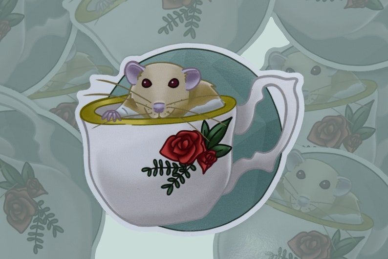 Rat Sticker, Bisca in a Tea Cup image 1