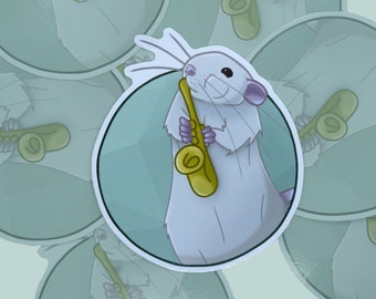 Rat Sticker, Bixlow playing the Saxophone