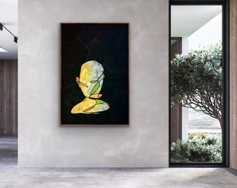 Abstract Face Art Print, Modern Gallery Wall Decor