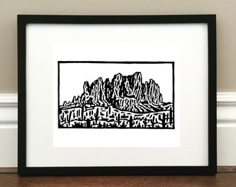 Superstition Mountains - Signed Print - Arizona, USA - 8.5&quot; x 11&quot;