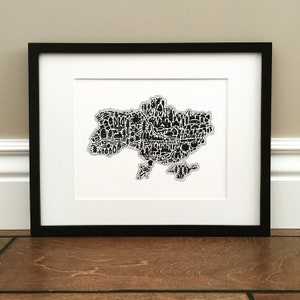 Ukraine Karte Kunstdruck - Signierter 8,5 "x 11" Druck von einer originalen Landkarte der Ukrainische Kultur, der Symbole und Städte
