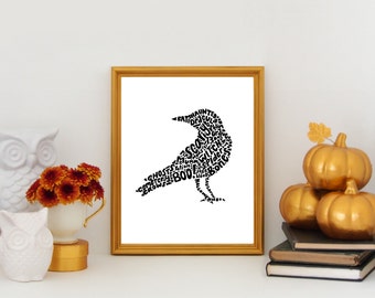 The Raven - Cute and Spooky Halloween Art Print - Signé 8.5" x 11" Impression