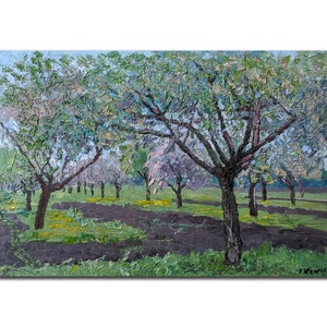 油絵 ライラックの茂みのアートワーク 収集品 自然画 オリジナル