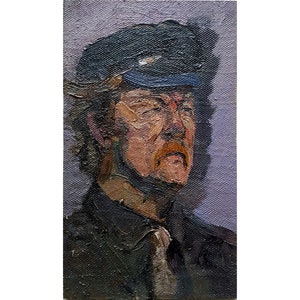 Vintage Original Oil Painting Male portrait by Ukrainian artist D.Gribok 1970s, Portrait of a man, Portrait painting, Portrait Wall art work