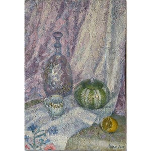 VINTAGE STILL LIFE Original oil painting on canvas by Ukraine artist L.Levada, Impressionism, High Quality art, Signed One of a kind artwork