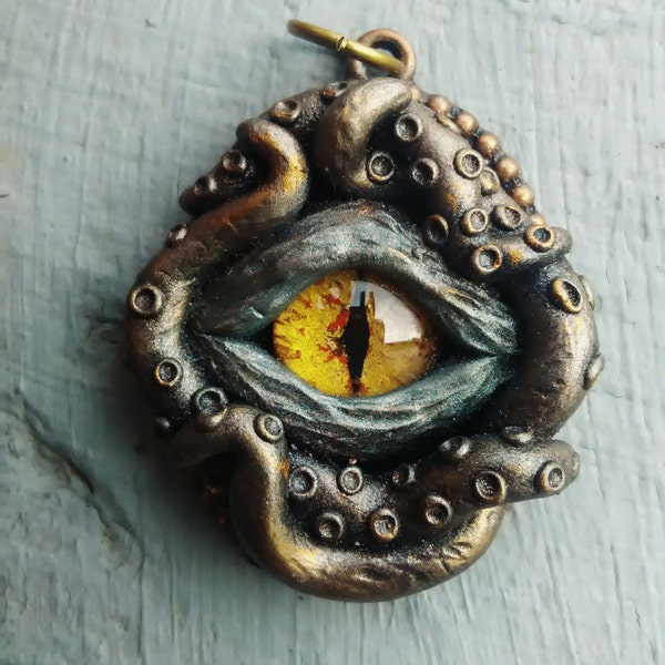 Colgante tentáculos, colgante de bruja, joyería pagana, ojo espeluznante, colgante de ojos, ojo místico, ojo de dragón, colgante gótico, fantasía oscura