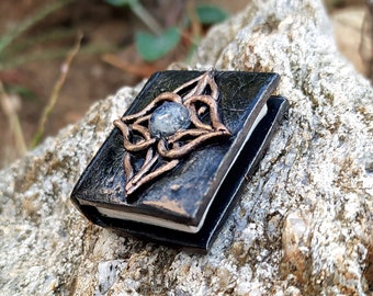 Celtic Book pendant, Miniature Spell Book, Book of Spells, Grimoire book, Wicca Jewelry, Magic Book Talisman, Gothic Jewelry
