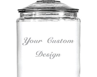 Deep Engraved Dishwasher Safe Personalized Custom 1 Gallon Glass Canister Cookie Jar - Design of Your Choice! Free Personalization