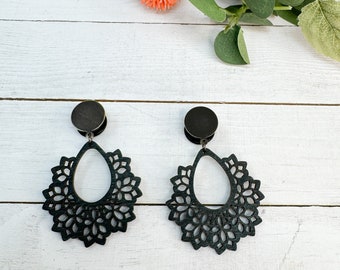 Mini Black Wood Lace Hoops Plug Gauges 4g, 2g, 0g, 00g, 7/16, 1/2, 9/16, 5/8, 3/4