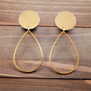 Thin Teardrop Brass Hoop Dangle Plug Gauges  4g, 2g, 0g, 00g, 7/16, 1/2, 9/16, 5/8, 3/4