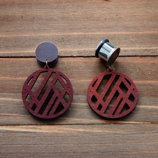 Small Coffee Wood Circle Cut Out Plug Gauges Earrings 4g, 2g, 0g, 00g, 7/16, 1/2, 9/16, 5/8, 3/4