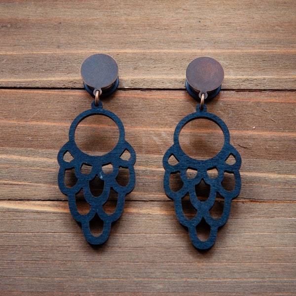 Black Wood Laser Cut Phoenix Plug Gauges Earrings, 4g, 2g, 0g, 00g, 7/16, 1/2, 9/16, 5/8, 3/4